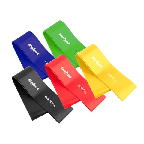 ⁨Zestaw gum do ćwiczeń TPE - Mini Band L, 2.3-18.2 kg, 5 gum, kolorowy,  REBEL ACTIVE⁩ w sklepie Wasserman.eu