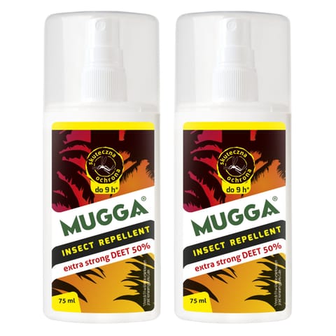 ⁨ZESTAW 2X MUGGA STRONG SPRAY 50% DEET NA KOMARY⁩ w sklepie Wasserman.eu