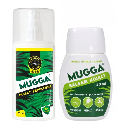 ⁨Mugga spray 9,5% 75 ml na komary kleszcze + Balsam kojący 50ml⁩ w sklepie Wasserman.eu