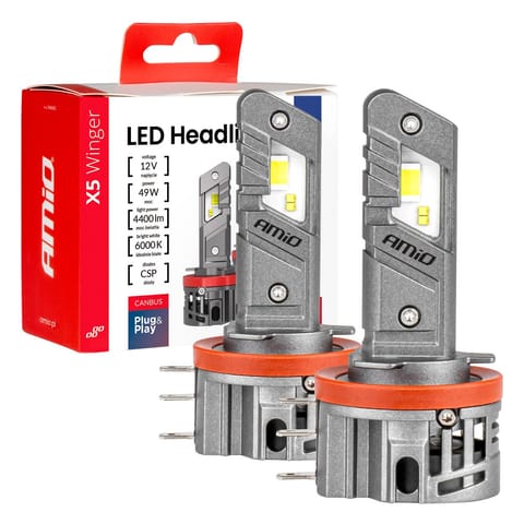 ⁨Żarówki samochodowe led x5 winger h15 49w 6000k canbus amio-04685⁩ w sklepie Wasserman.eu
