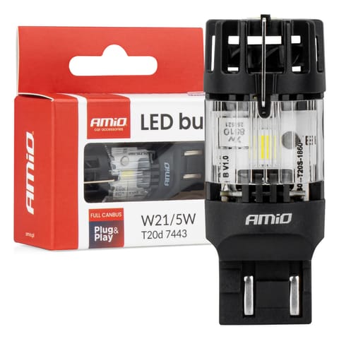 ⁨Żarówka led lumitec t20d 7443 w21/5w 12v full canbus biała 1 szt. amio-04687⁩ w sklepie Wasserman.eu