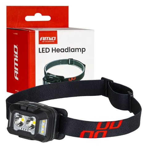 ⁨Latarka czołowa akumulatorowa 2xxpg+10smd 1800mah super bright (batt) amio-04668⁩ w sklepie Wasserman.eu