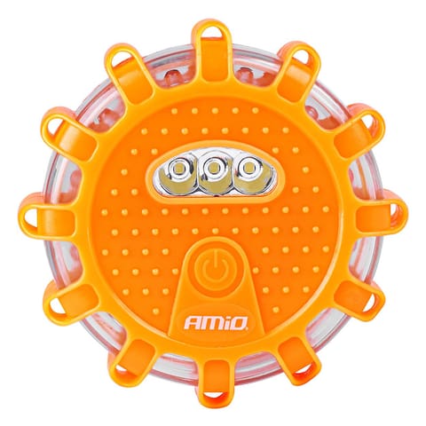 ⁨Samochodowa lampa awaryjna akumulatorowa z funkcją latarki led 12smd+3smd 650mah (batt) światło czerwone amio-04673⁩ w sklepie Wasserman.eu