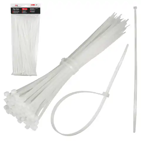 ⁨Cable ties Maclean, 3.6x250mm, UV resistant, Temp. use - 40 +85 st.C, 100 pcs, White, MCTV-463 W⁩ at Wasserman.eu