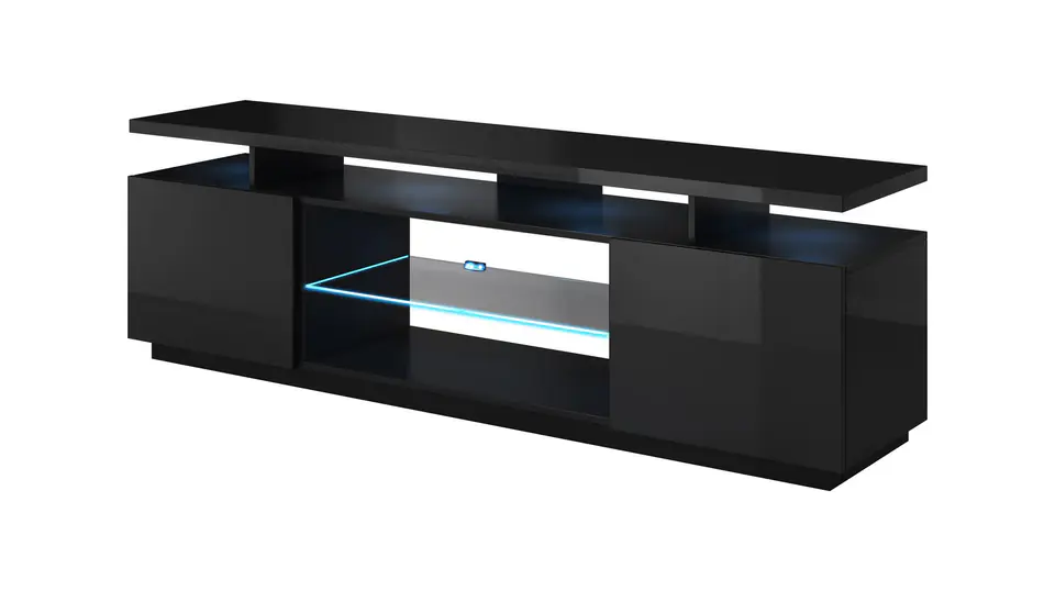 Szafka RTV EVA 180x40x52 czarny/czarny połysk w sklepie Wasserman.eu