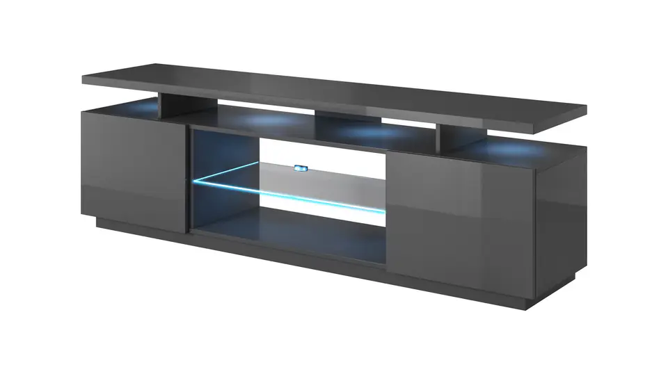 Szafka RTV EVA 180x40x52 grafit/grafit połysk w sklepie Wasserman.eu