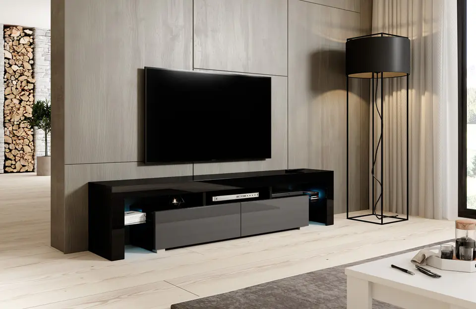 ⁨Cama TV stand TORO 200 black/grey gloss⁩ at Wasserman.eu