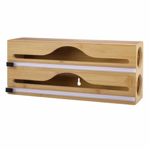 ⁨DA599A Bambusowy organizer z obcinaczem do folii spożywczej⁩ w sklepie Wasserman.eu