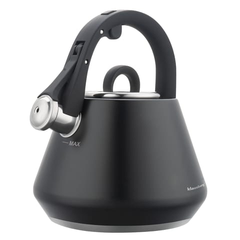 ⁨Czajnik stalowy z gwizdkiem 2,5 l czarny mat, klausberg kb-7948⁩ w sklepie Wasserman.eu