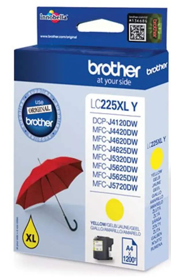 ⁨Brother LC-225XLY ink cartridge 1 pc(s) Original High (XL) Yield Yellow⁩ at Wasserman.eu