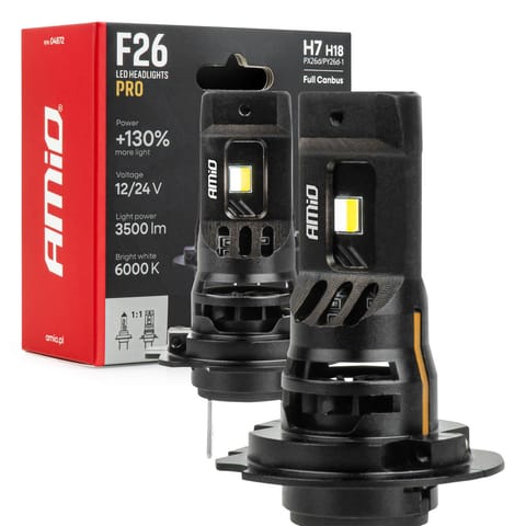 ⁨Żarówki samochodowe led f26 pro lumitec limited +130% duo full canbus h7 h18 12v 24v amio-04872⁩ w sklepie Wasserman.eu