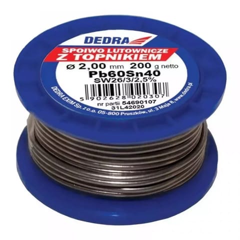 ⁨Lut z topnikiem, 2.0mm, 200g, 40%sn, pb60sn40⁩ w sklepie Wasserman.eu