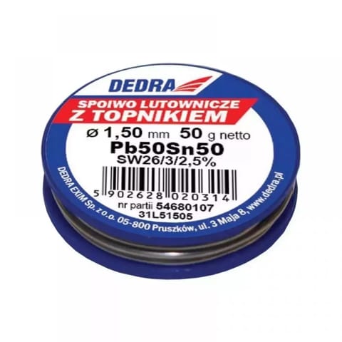 ⁨Lut z topnikiem, 1.5mm, 50g, 50%sn, pb50sn50⁩ w sklepie Wasserman.eu