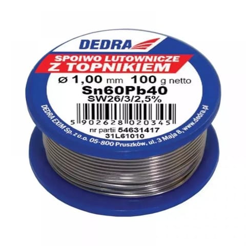 ⁨Lut z topnikiem, 1.0mm, 100g, 60%sn, pb40sn60⁩ w sklepie Wasserman.eu