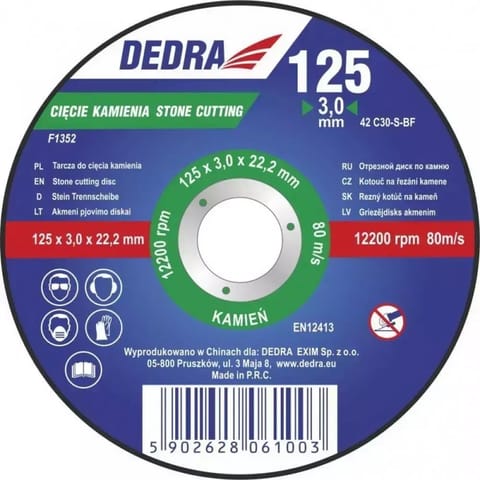 ⁨Tarcza do cięcia kamienia wypukła 125x3,0x22,2⁩ w sklepie Wasserman.eu