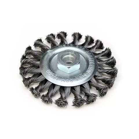 ⁨Szczotka druciana tarczowa stalowa 115mm, m14, drut skręcany⁩ w sklepie Wasserman.eu