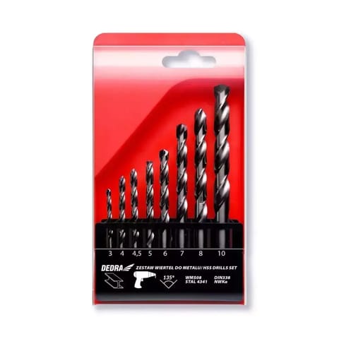 ⁨Zestaw 8 wierteł do metalu;hss 4341;135° 4;4,5;5;6;7;8;10mm⁩ w sklepie Wasserman.eu