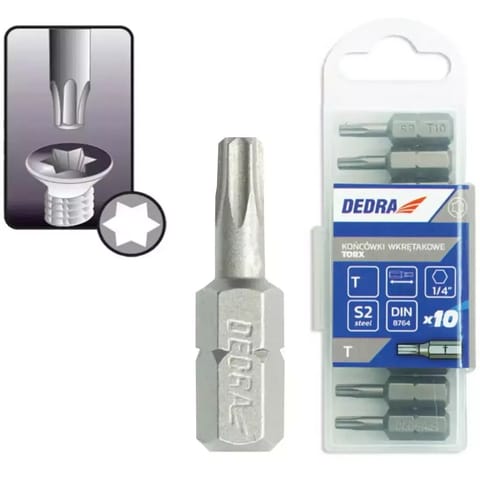 ⁨Końcówki wkrętakowe torx t10x25mm,10szt pudełko plast⁩ w sklepie Wasserman.eu