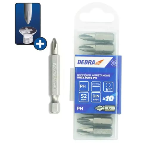 ⁨Końcówki wkrętakowe phillips ph2x50mm, 10szt pudełko plast⁩ w sklepie Wasserman.eu
