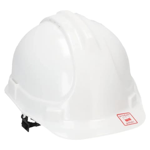 ⁨Kask ochronny, biały, 4-punktowy pasek podbródkowy⁩ w sklepie Wasserman.eu