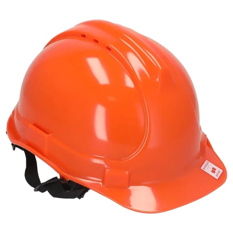 ⁨Kask ochronny, pomarańczowy, 4-punktowy pasek podbródkowy⁩ w sklepie Wasserman.eu
