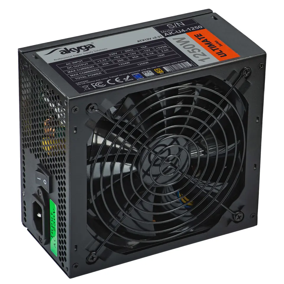Akyga AK-U4-1250 power supply unit 1250 W 24-pin ATX ATX Black at Wasserman.eu