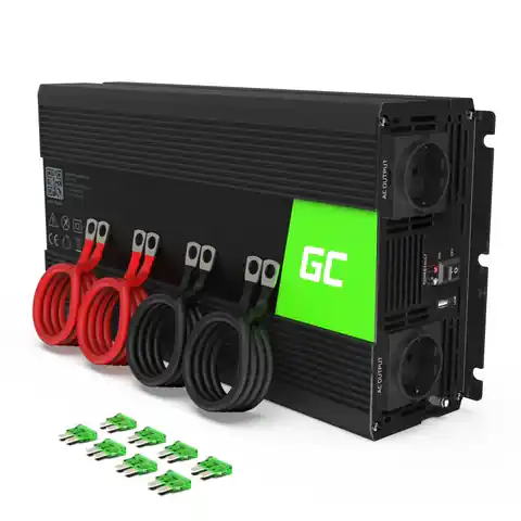 ⁨Green Cell INV15 power adapter/inverter Auto 3000 W Black⁩ at Wasserman.eu