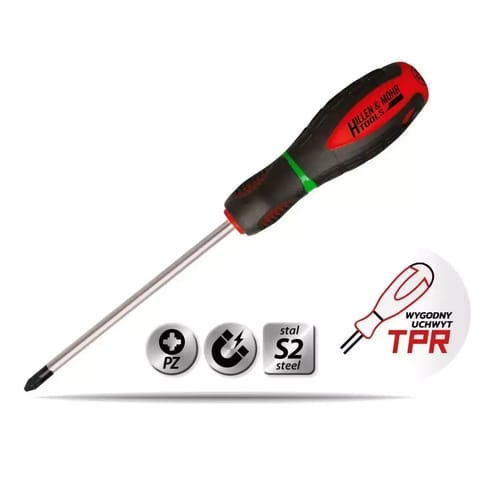 ⁨Wkrętak krzyżowy pozidriv pz0x75mm, stal s2, uchwyt 3-mat.⁩ w sklepie Wasserman.eu
