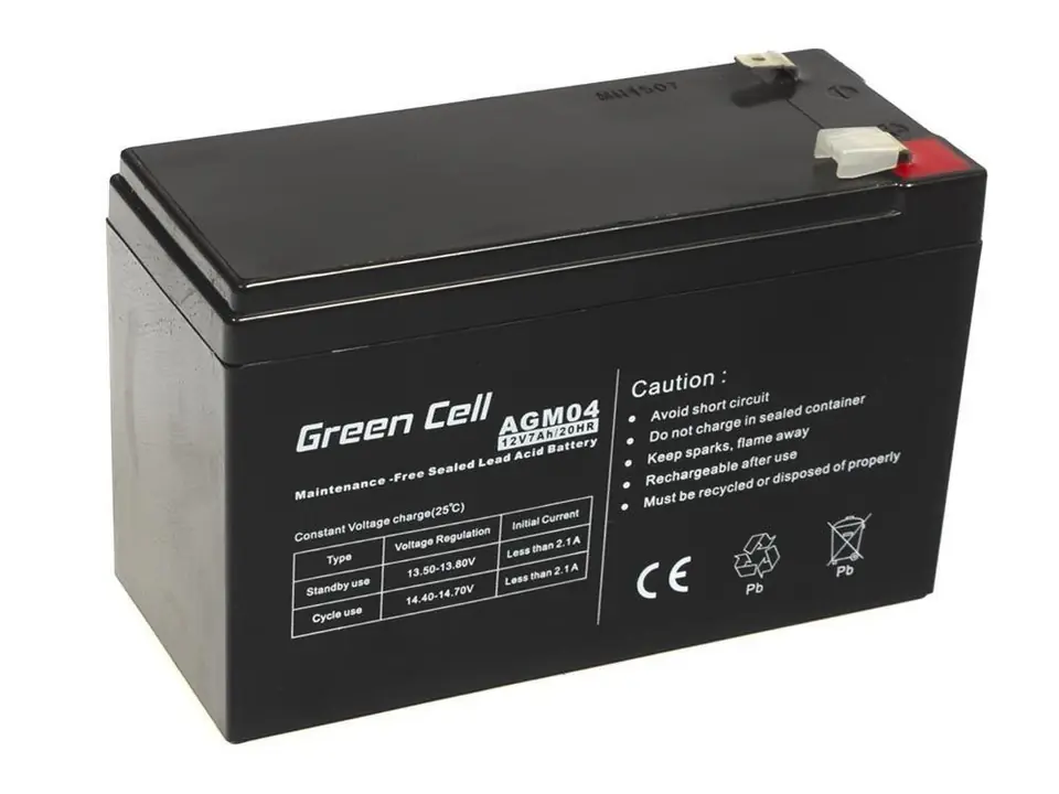 ⁨GREEN CELL AKUMULATOR ŻELOWY AGM04 12V 7AH⁩ w sklepie Wasserman.eu