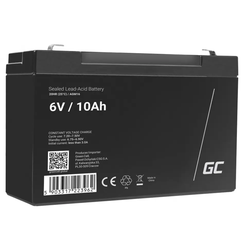 ⁨Green Cell AGM16 UPS battery Sealed Lead Acid (VRLA) 6 V 10 Ah⁩ at Wasserman.eu