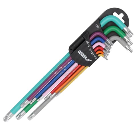⁨Klucze torx extra długie kolor t10-t50 zestaw 9szt,s2⁩ w sklepie Wasserman.eu