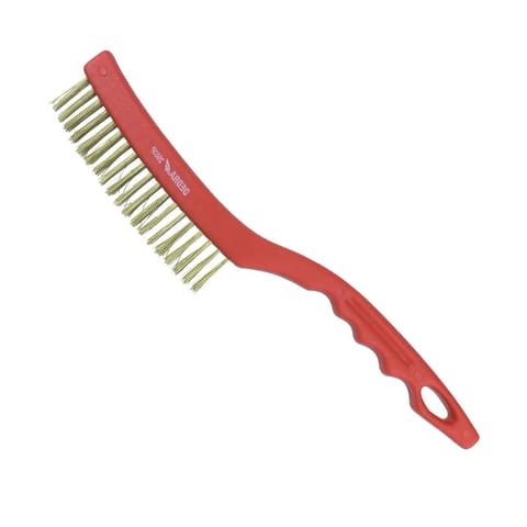 ⁨Szczotka druciana 3-rzędowa, mosiądz, 340mm, uchwyt plastik⁩ w sklepie Wasserman.eu
