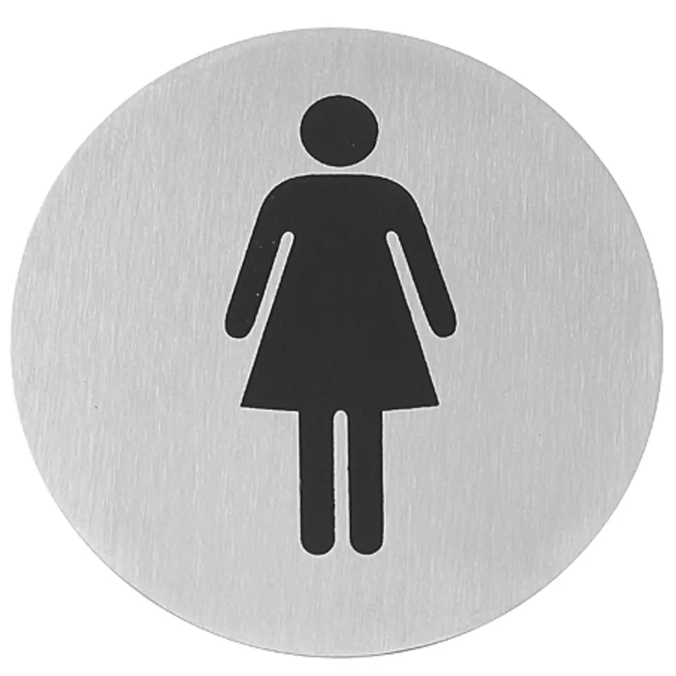 ⁨Self-adhesive information plate for WC doors WOMEN stainless steel diameter 75mm - Hendi 663615⁩ at Wasserman.eu