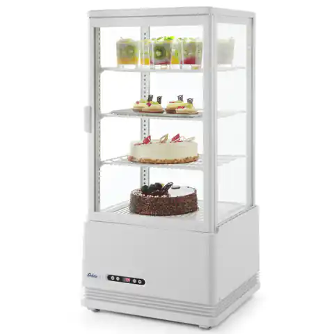 ⁨Refrigerated adjustable glass display cabinet 78L 3 shelves white ARKTIC Hendi 233641⁩ at Wasserman.eu