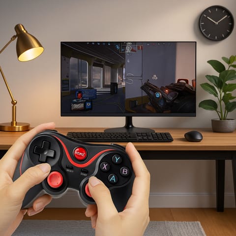 ⁨Bezprzewodowy gamepad pad do telefonu android ios bluetooth 4.0 kontroler -e075⁩ w sklepie Wasserman.eu