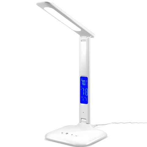 ⁨Lampka led biurkowa 5 trybów światła ładowarka ekran lcd budzik zegar temp⁩ w sklepie Wasserman.eu