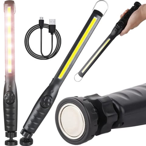 ⁨Lampa warsztatowa latarka robocza akumulatorowa led cob 8w korpus obrotowy⁩ w sklepie Wasserman.eu