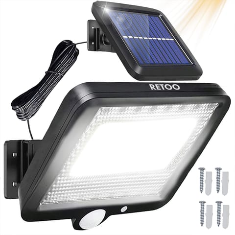 ⁨Lampa solarna z czujnikiem ruchu 100 led energooszczędna  -e077 niebieski kartonik⁩ w sklepie Wasserman.eu