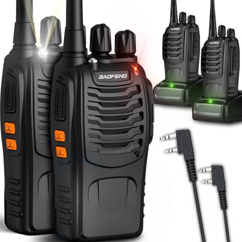 ⁨2x walkie talkie + słuchawki krótkofalówki baofeng bf888s pmr duży zasięg⁩ w sklepie Wasserman.eu