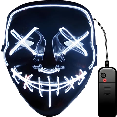 ⁨(aleja3) maska led świecąca ledowa halloween impreza purge - biała e328-4⁩ w sklepie Wasserman.eu