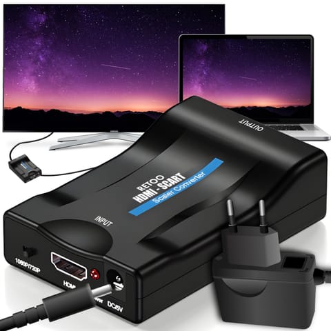 ⁨Adapter konwerter hdmi do scart przejściówka sygnalu eurozłącze av euro fhd -e281⁩ w sklepie Wasserman.eu