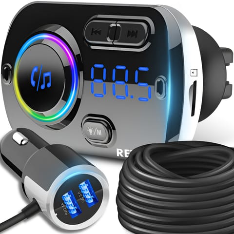 ⁨Transmiter bluetooth fm samochodowy 2x szybka ładowarka usb-c aux rozmowy -e663⁩ w sklepie Wasserman.eu
