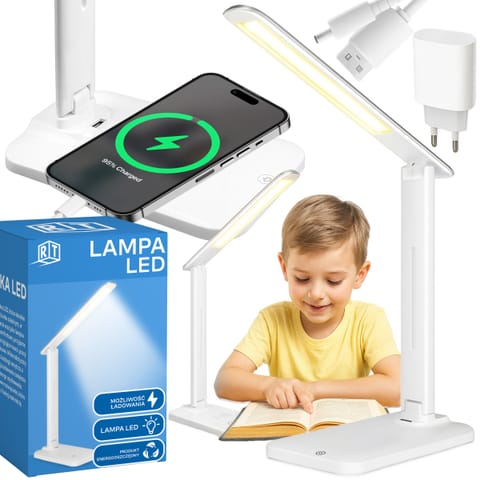 ⁨Lampka led biurkowa szkolna ładowarka indukcja⁩ w sklepie Wasserman.eu
