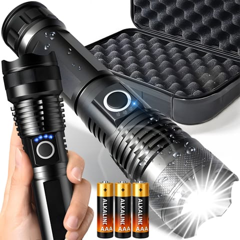 ⁨Mocna latarka taktyczna led xhp90 zoom survivalowa cree zasilana na baterie -e953⁩ w sklepie Wasserman.eu