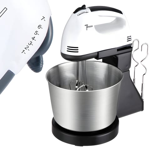 ⁨Mikser ręczny robot kuchenny z dużą misą 7 prędkości + 4 końcówki 100 w⁩ w sklepie Wasserman.eu