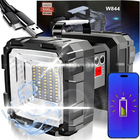⁨Latarka led taktyczna mocna akumulatorowa szperacz usb reflektor 1000lm 40w⁩ w sklepie Wasserman.eu