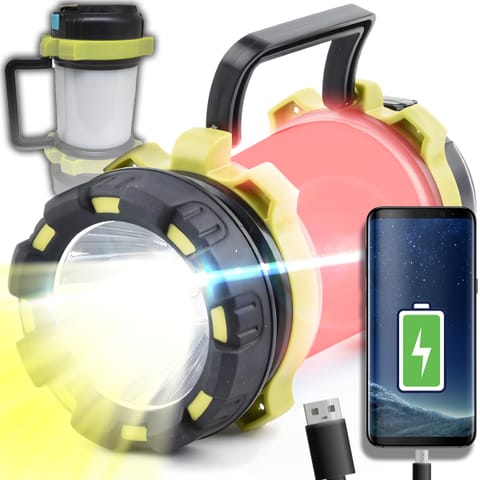 ⁨Mocna latarka lampa warsztatowa wojskowa akumulatorowa led usb z uchwytem⁩ w sklepie Wasserman.eu