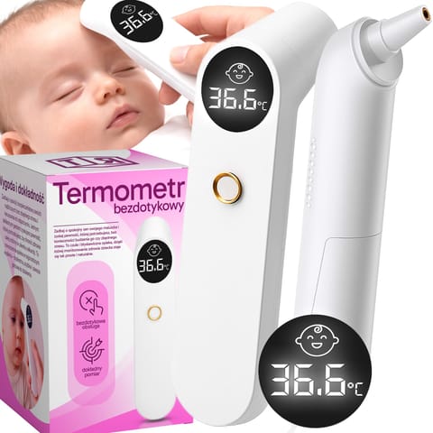 ⁨Termometr bezdotykowy na podczerwień medyczny lcd alarm gorączki do ucha czoła - er991⁩ w sklepie Wasserman.eu