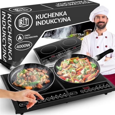 ⁨Płyta indukcyjna kuchenka elektryczna podwójna przenośna dotykowa 4000w⁩ w sklepie Wasserman.eu