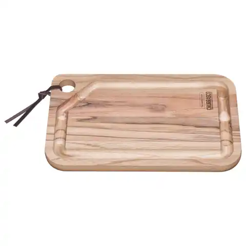 ⁨Deska do krojenia steków z wycięciem z drewna tekowego prostokątna Churrasco 330x200x18 mm⁩ w sklepie Wasserman.eu